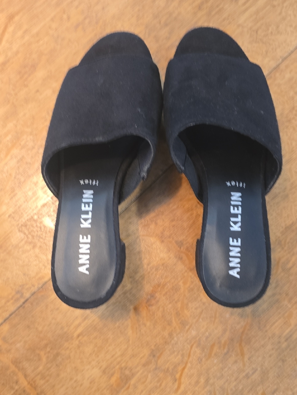 Anne Klein Black Open-Toe Slide Mules